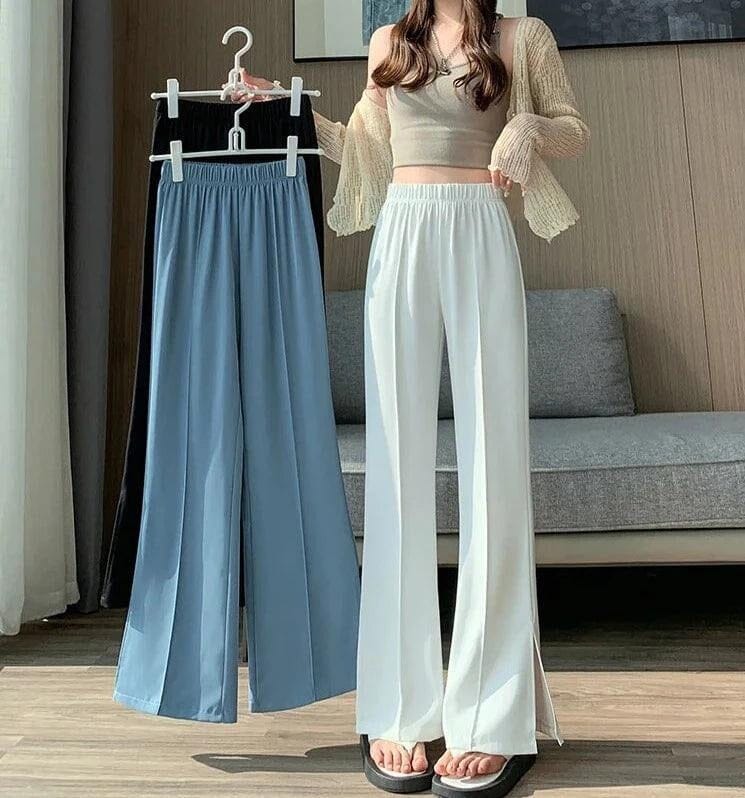 Calça Granphina™ Cós Alto Super Soltinha em Seda Gelo Calça Granphina MRL-123 Miralleve
