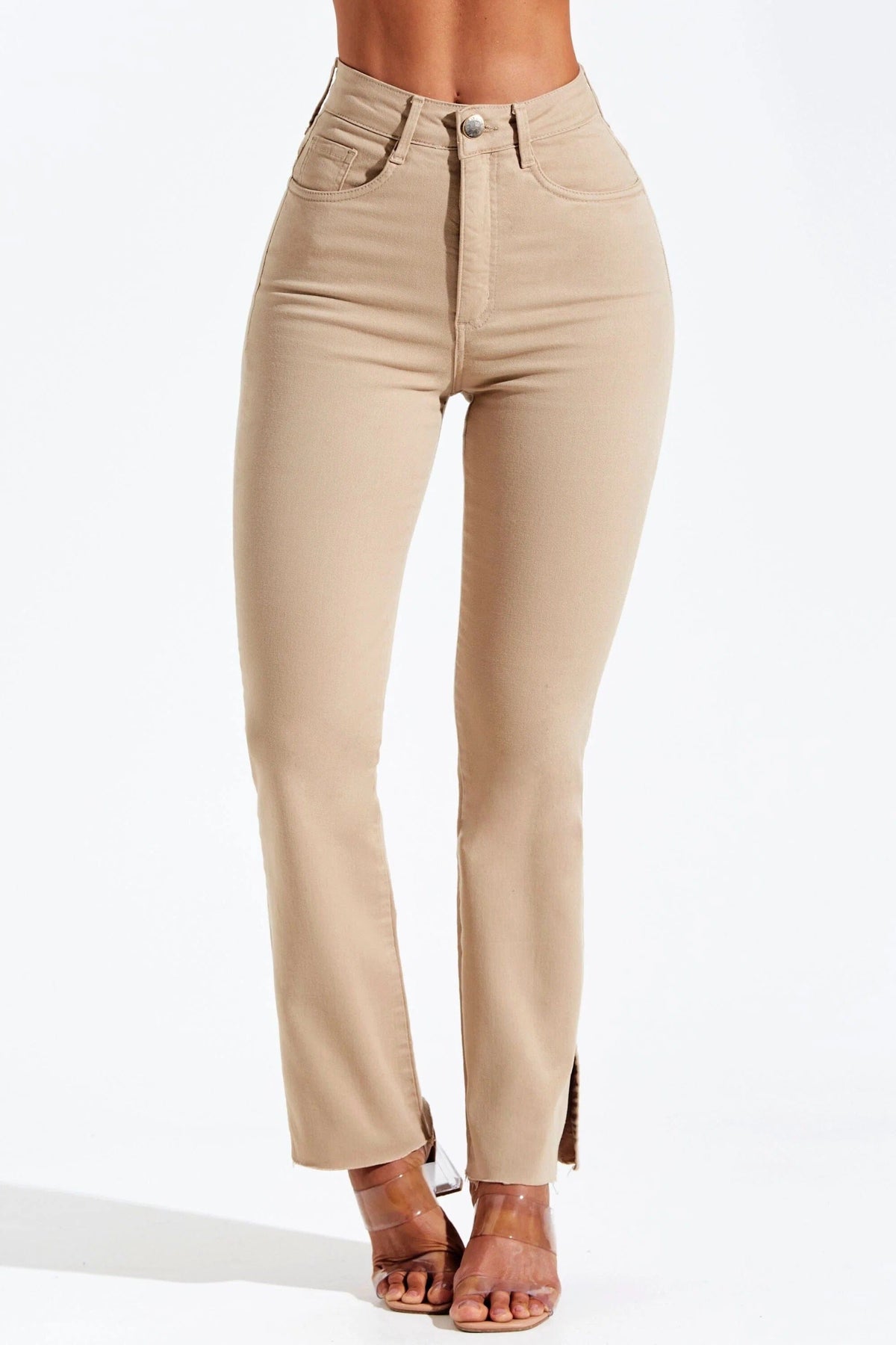 Calça Jeans Modeladora Nude Reta Cós Alto Calça Jeans MRL-127 Miralleve
