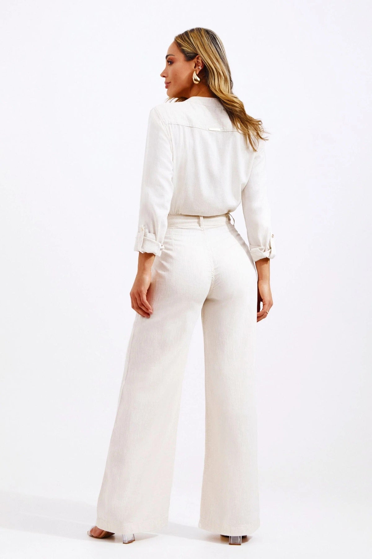 Calça Pantalona Linho Térmico Dunas Areia Calça Pantalona MRL-170 Miralleve Areia PP Extra Curto