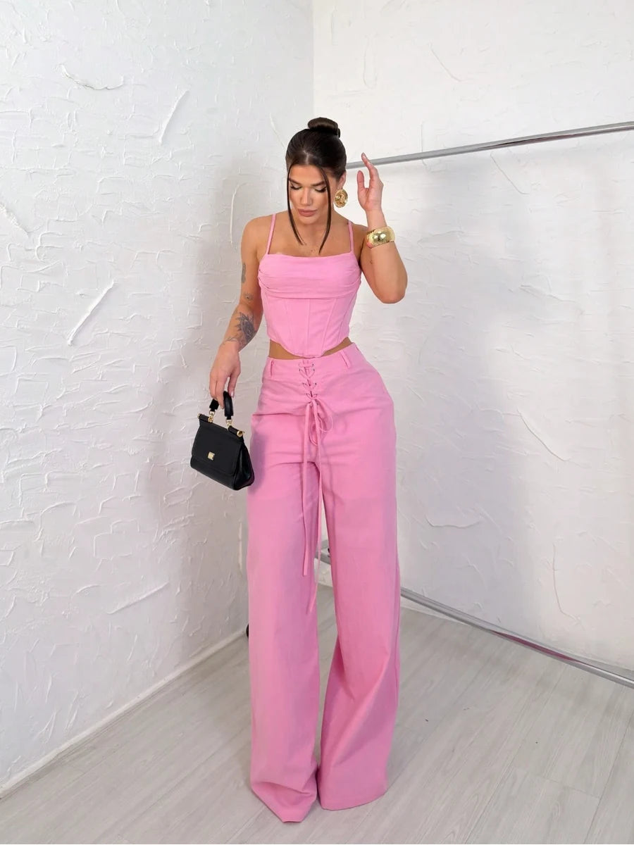 Conjunto Valentina cropped corset e calça pantalona — foto 4