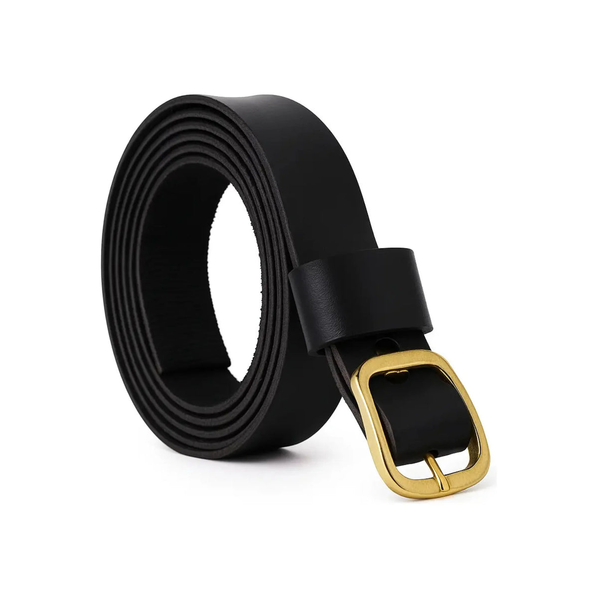Cinto feminino preto com fivela dourada