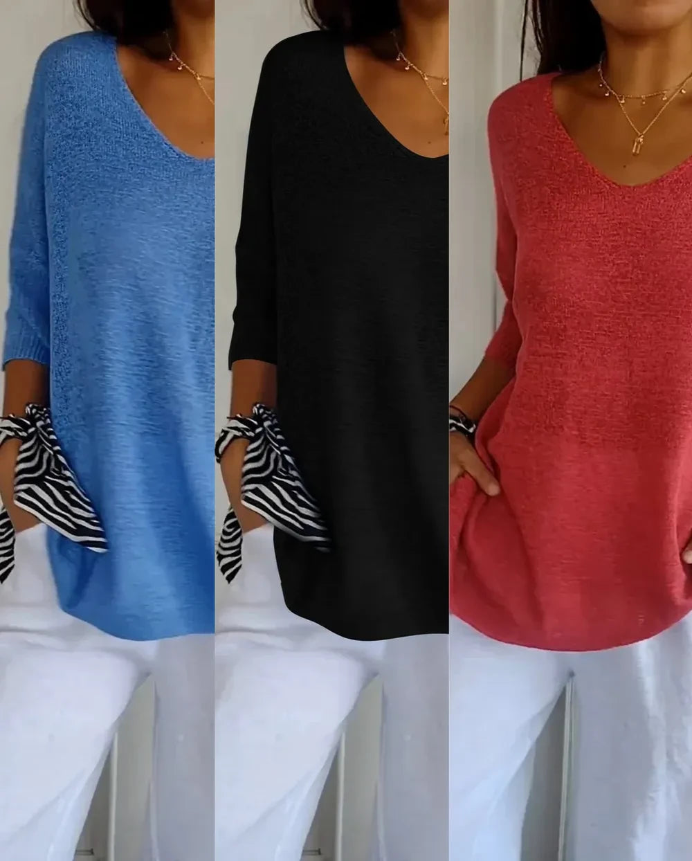 Kit Blusas Luna nas cores azul, preto e vermelho — Miralleve