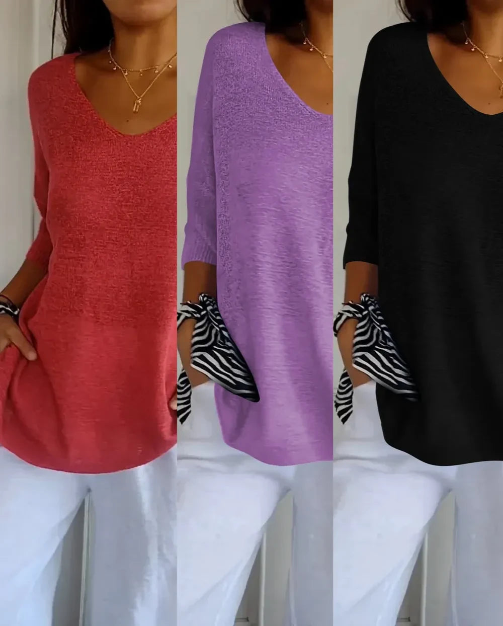 Kit Blusas Luna nas cores vermelho, roxo e preto — Miralleve