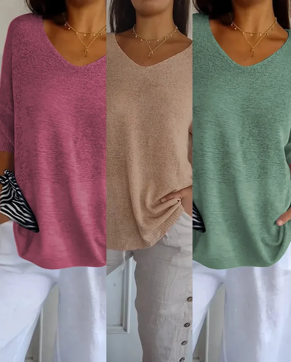 Kit Blusas Luna nas cores rosa, damasco e verde — Miralleve