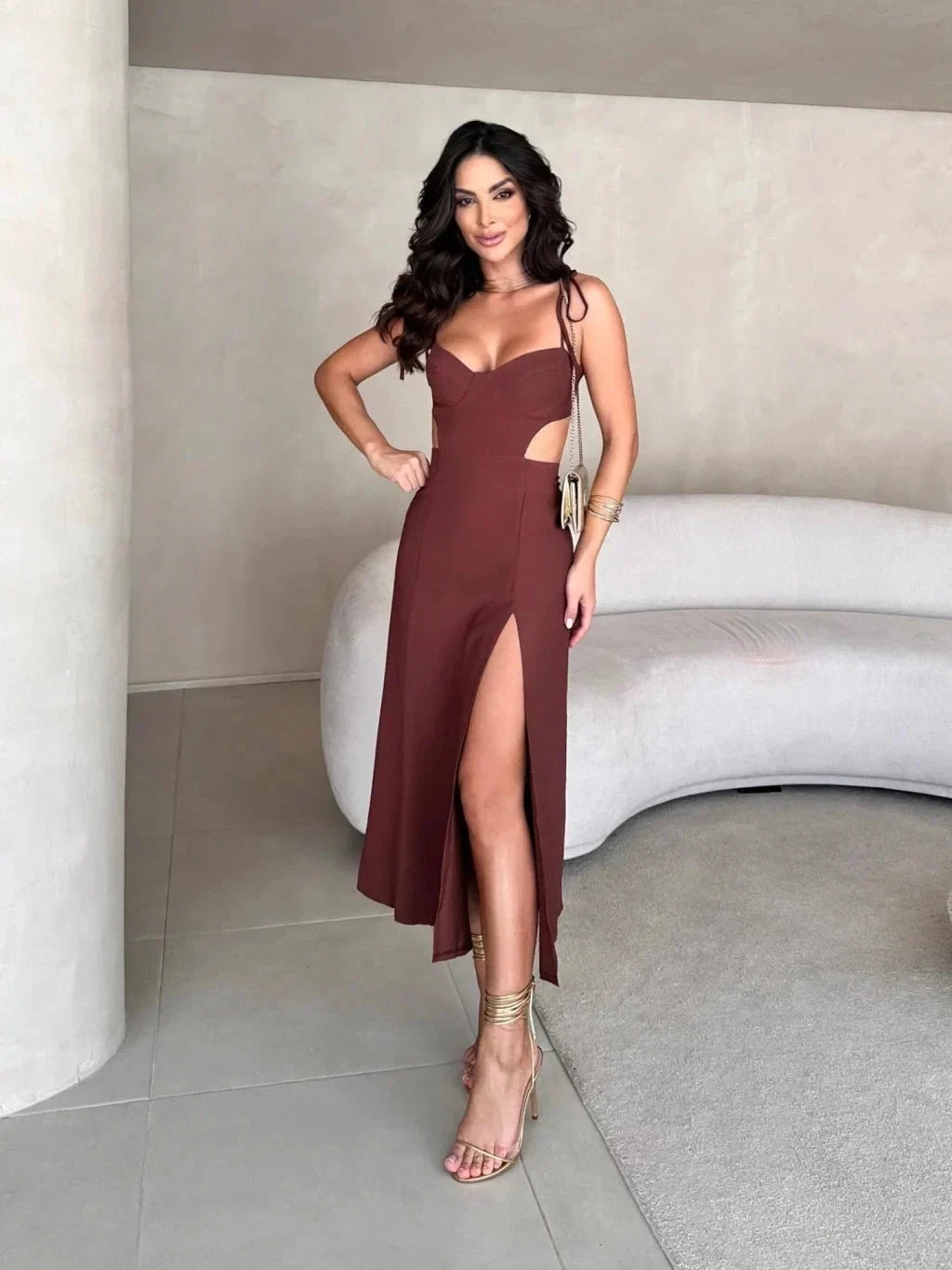 Vestido Catarina Vestido Catarina MRL-051 Miralleve PP Marrom