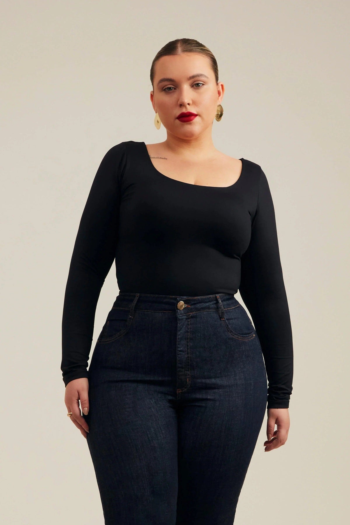 Blusa Premium Curve Manga Longa Preta Blusa Premium MRL-139 Miralleve 