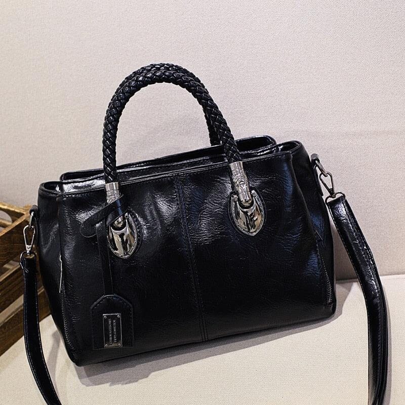Bolsa Feminina Clássica Boston™ / Dupla Alça em Couro PU Bolsa Feminina MRL-129 Miralleve Preto Vintage 
