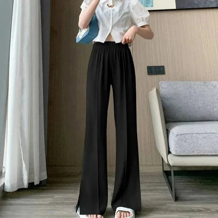 Calça Granphina™ Cós Alto Super Soltinha em Seda Gelo Calça Granphina MRL-123 Miralleve Preto PP 
