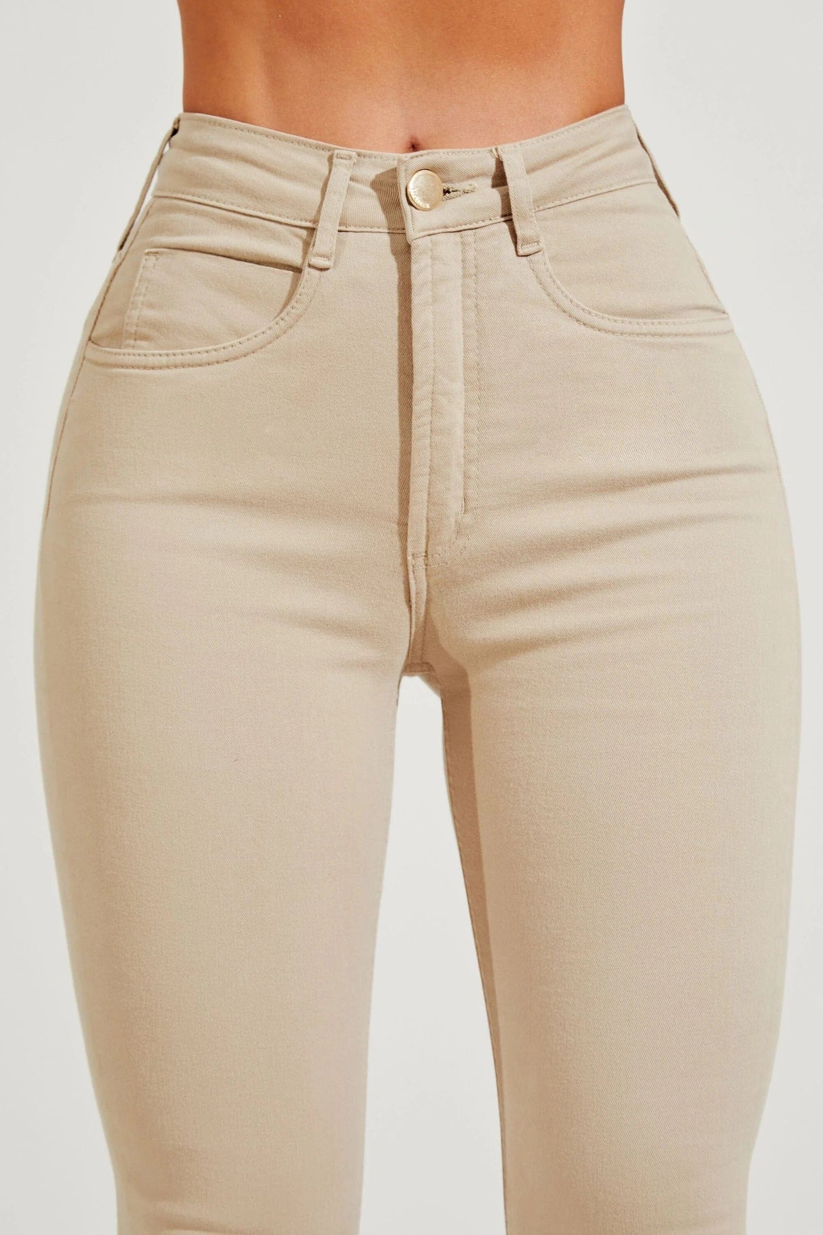 Calça Jeans Modeladora Boot Cut Nude Cós Médio Calça Jeans MRL-125 Miralleve 