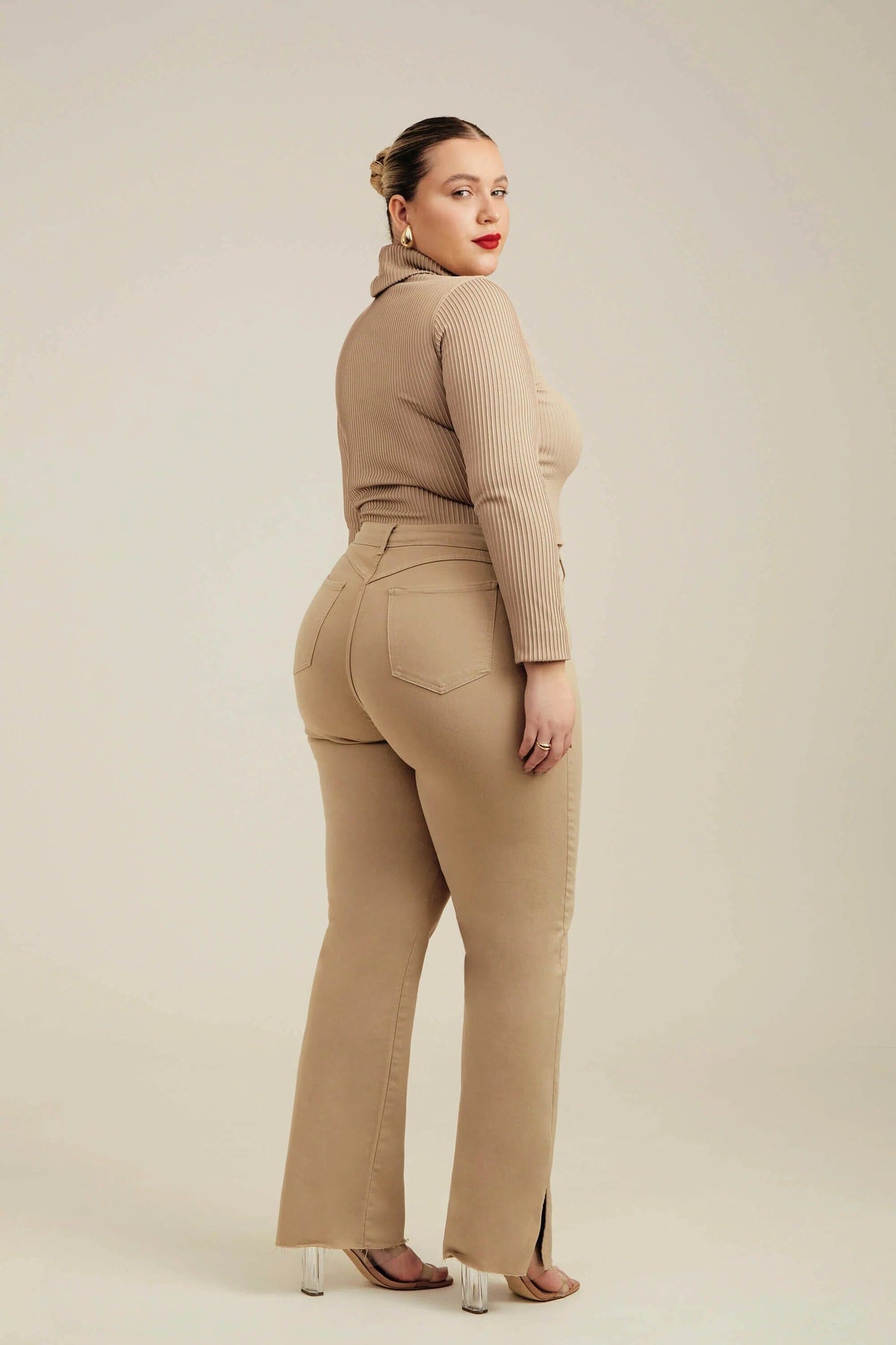 Calça Jeans Modeladora Nude Reta Cós Alto Calça Jeans MRL-127 Miralleve 
