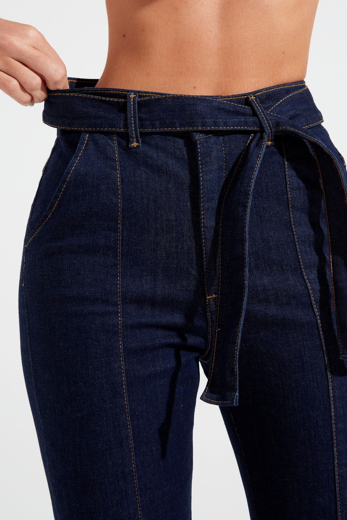 Calça Jeans de Rica Tecnológica Reta Cós Super Alto Calça Jeans MRL-120 Miralleve 