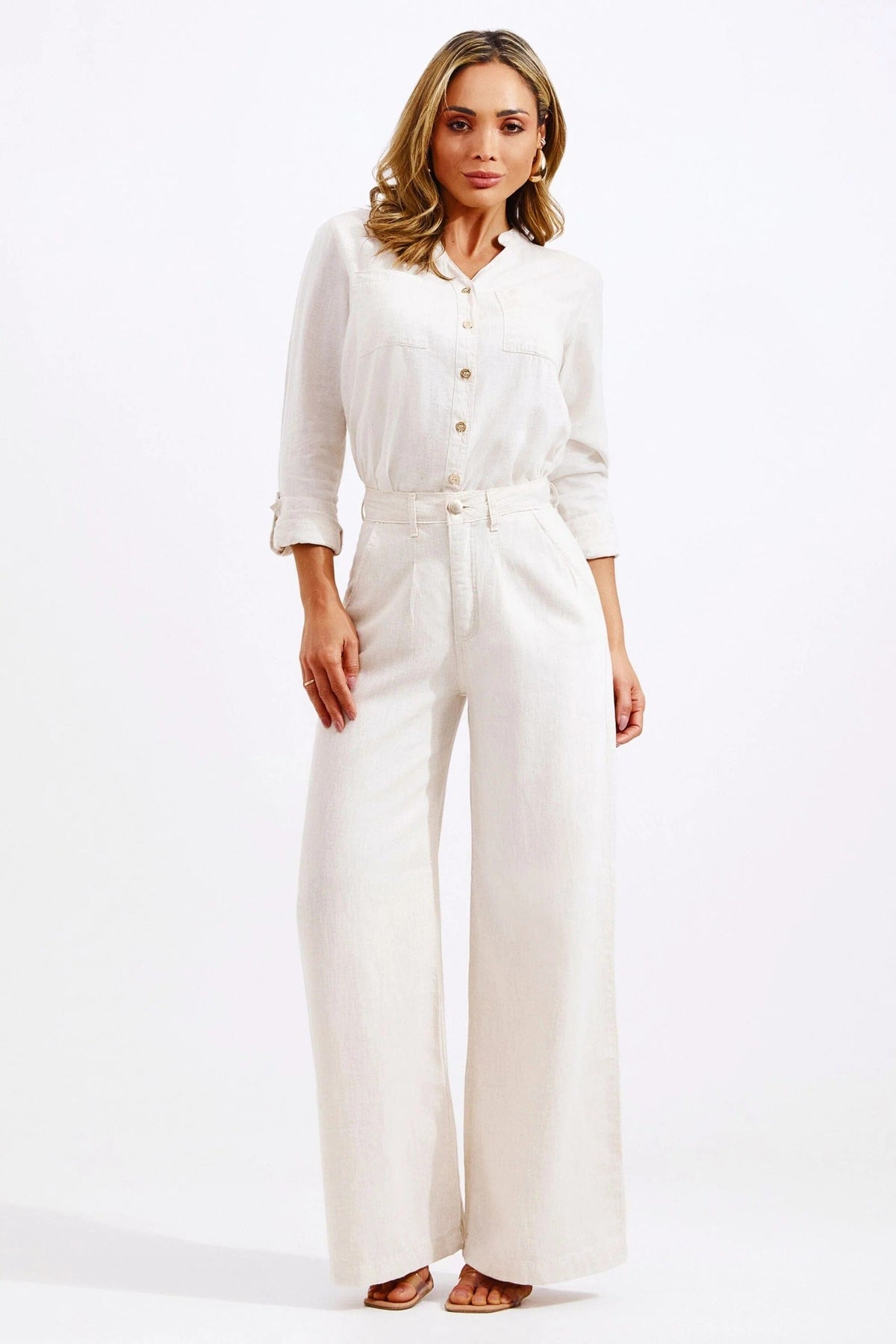 Calça Pantalona Linho Térmico Dunas Areia Calça Pantalona MRL-170 Miralleve Areia PP Curto