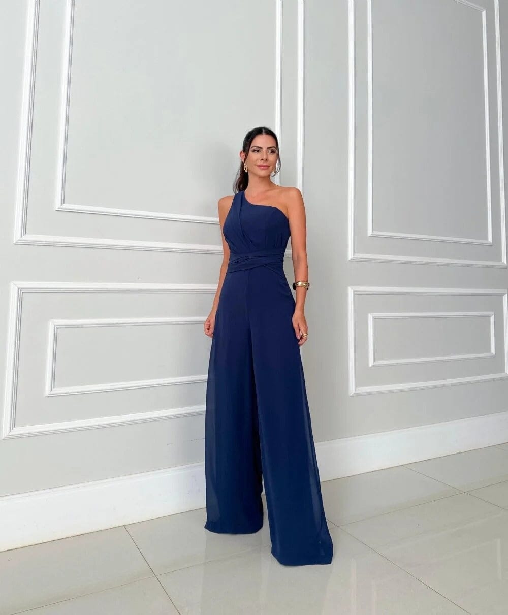 Macacão Glamour – Sofisticação e Estilo para Ocasiões Especiais Macacão Glamour MRL-055 Miralleve Azul-marinho P 