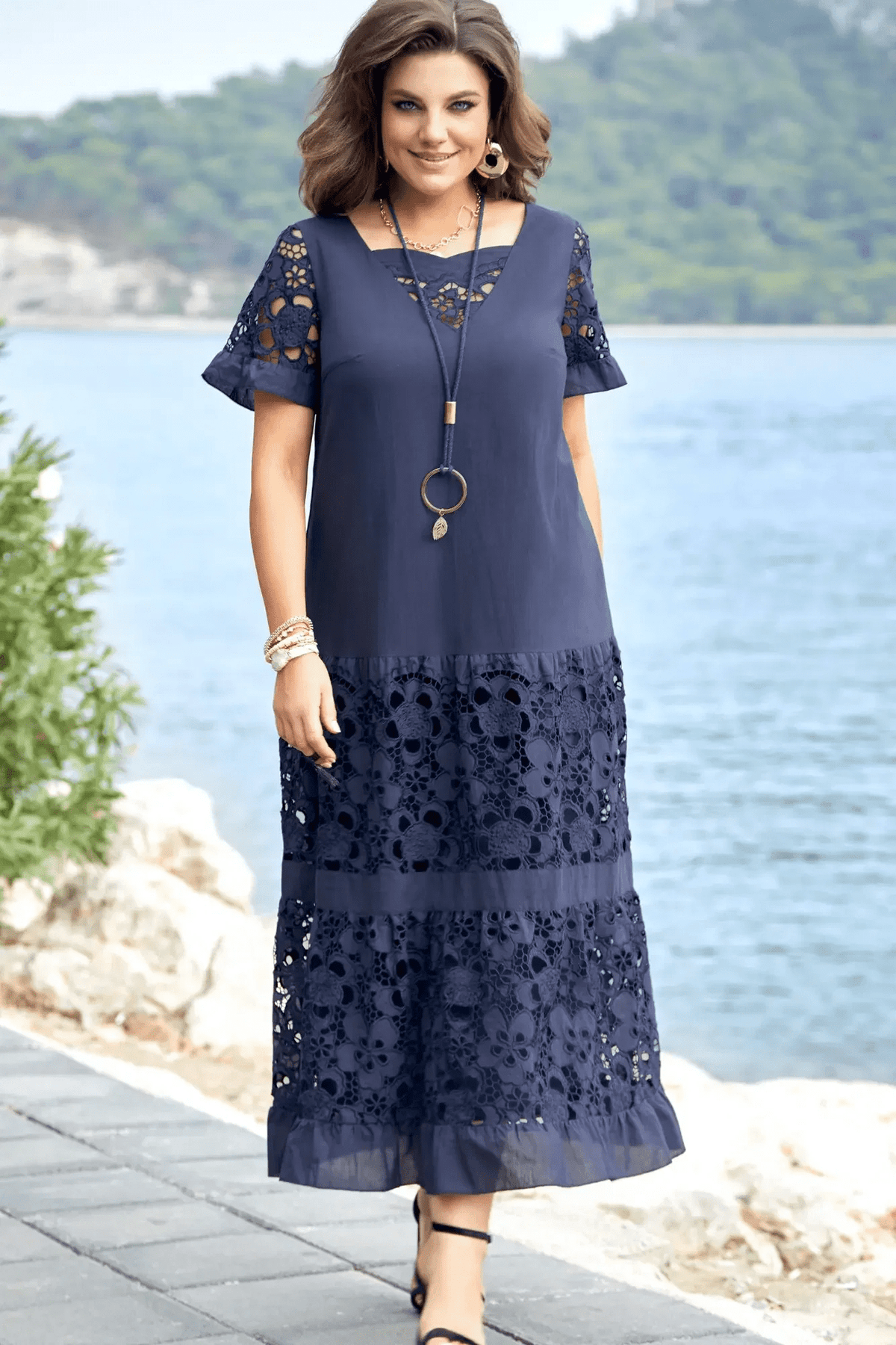 Vestido Frida Elegancia e Conforto - (Compre 1 Leve 2 + Frete Grátis🔥) Vestido Frida MRL-053 Miralleve Marinho Escuro P 
